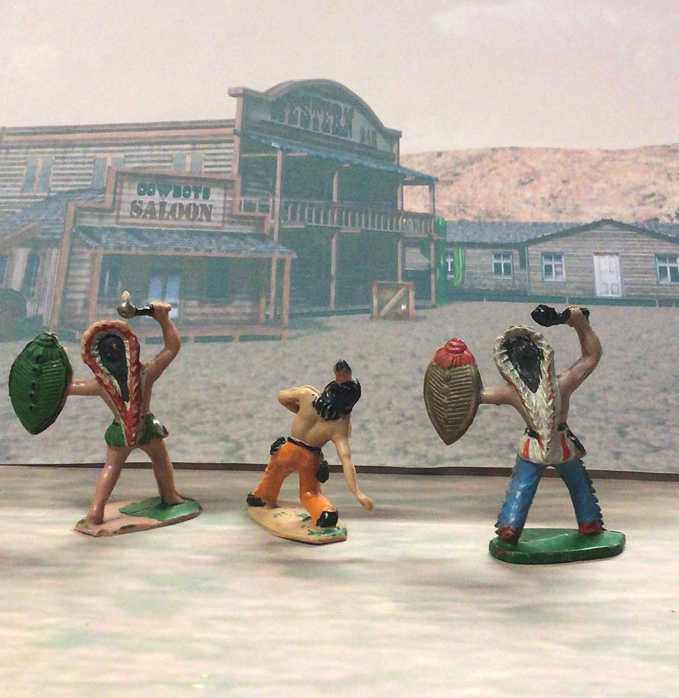 Thumbnail: Rare Jim x 3 Plastic Figures 54mm Native American Braves