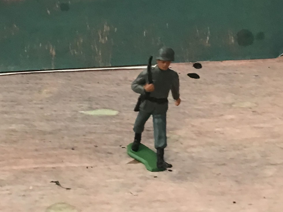 Thumbnail: Marx 65mm Mold Shot WWII German Infantry Marching  Grey Plastic Painted