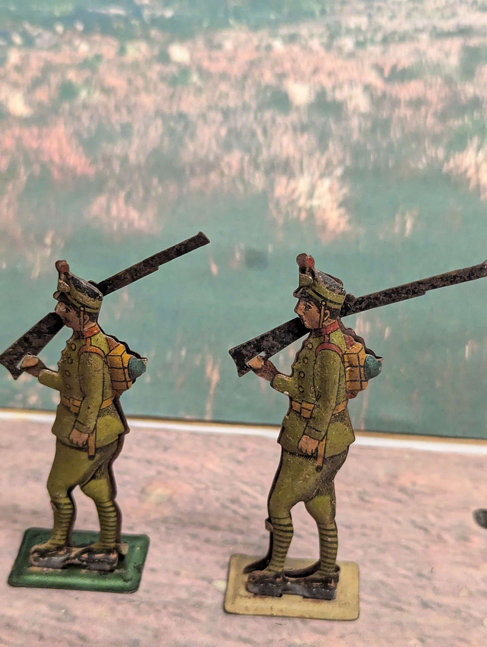 Thumbnail: Tin Plate Soldiers Flat with moving arm, Austrian? Soldier x2