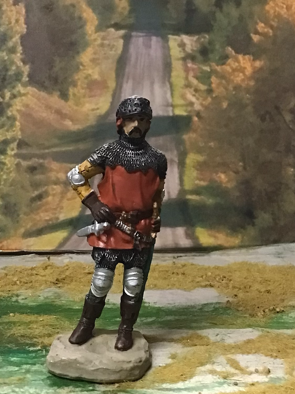 Thumbnail: Sculpture UK Resin Figure 60mm French Knight Standing  Orange Surcoat