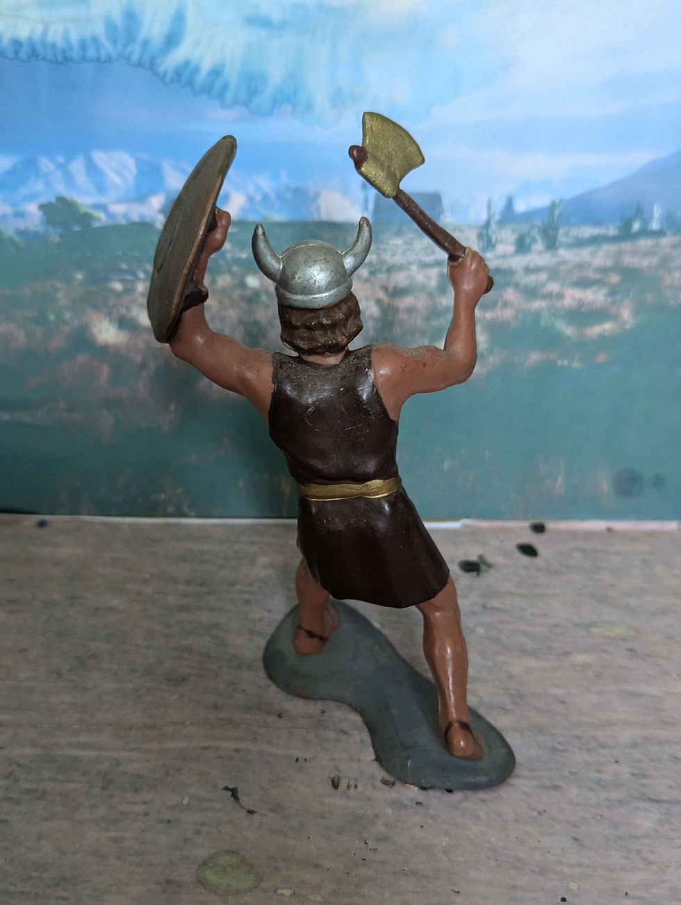 Thumbnail: VINTAGE LOUIS MARX 6" INCH Viking with Axe and Shield