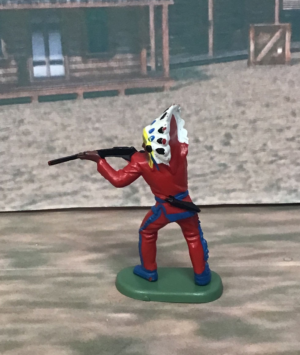 Thumbnail: Britains Ltd H468 Herald Native American Rifleman Red Shirt/Trousers