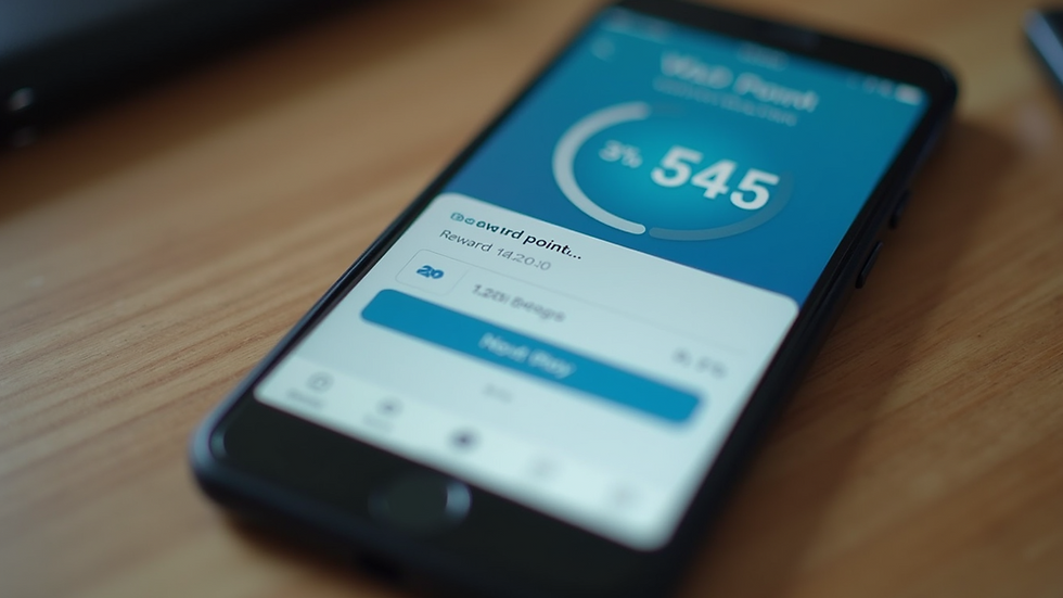 Close-up view of reward points balance displayed on a smartphone screen