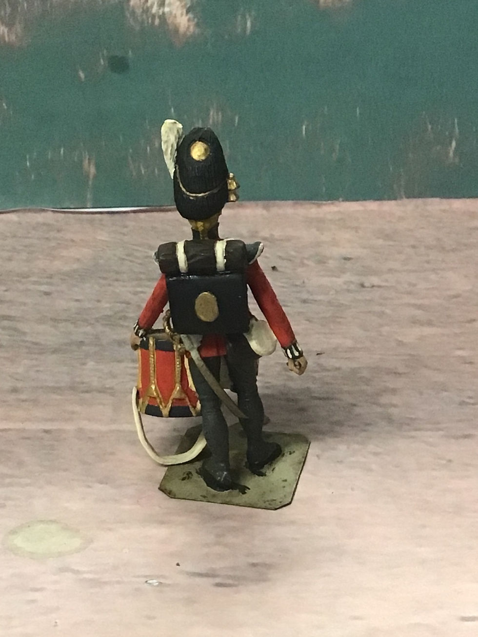 Thumbnail: Vintage Napoleonic Metal Figure 54mm British Redcoat Grenadier Drummer