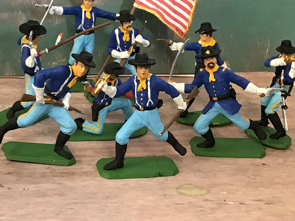Thumbnail: Mixed Group 1/32  Plastic Painted US Cavalry Figures x9