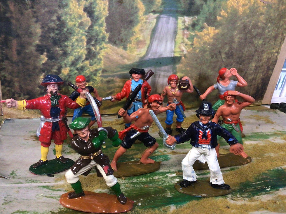 Thumbnail: Charben 54mm Painted Pirates  X 9 Full set 1970's