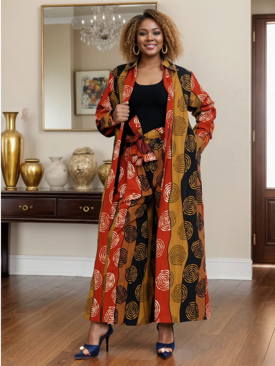 African Print 2pc Duster Set