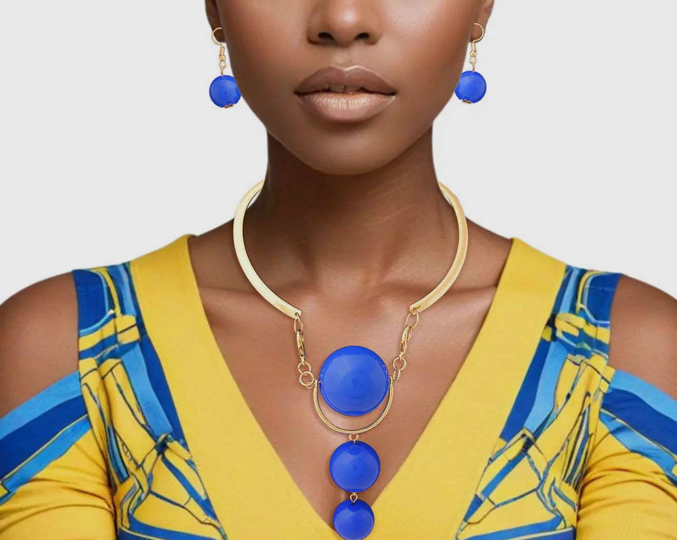 Choker Blue Ball Drop Rigid Collar