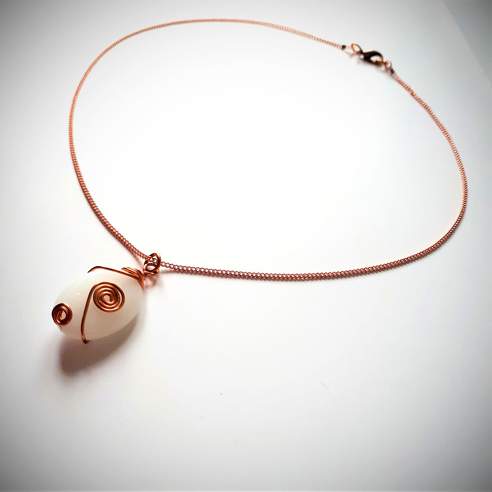 Thumbnail: Copper Scroll on White Pendant