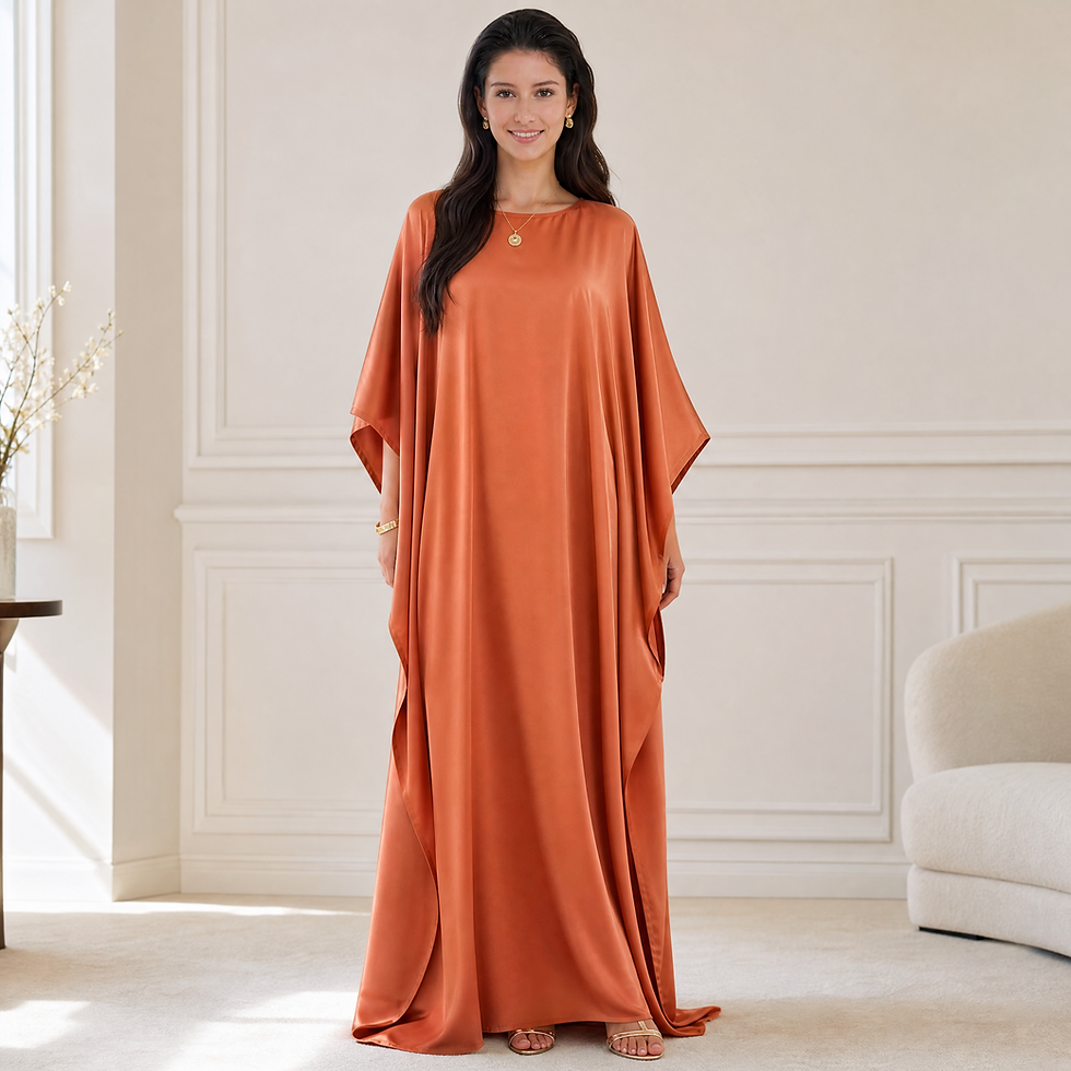 Miniature : Luxury Orange Kaftan Dress for Women – Elegant Maxi Caftan, Modest Gown -043