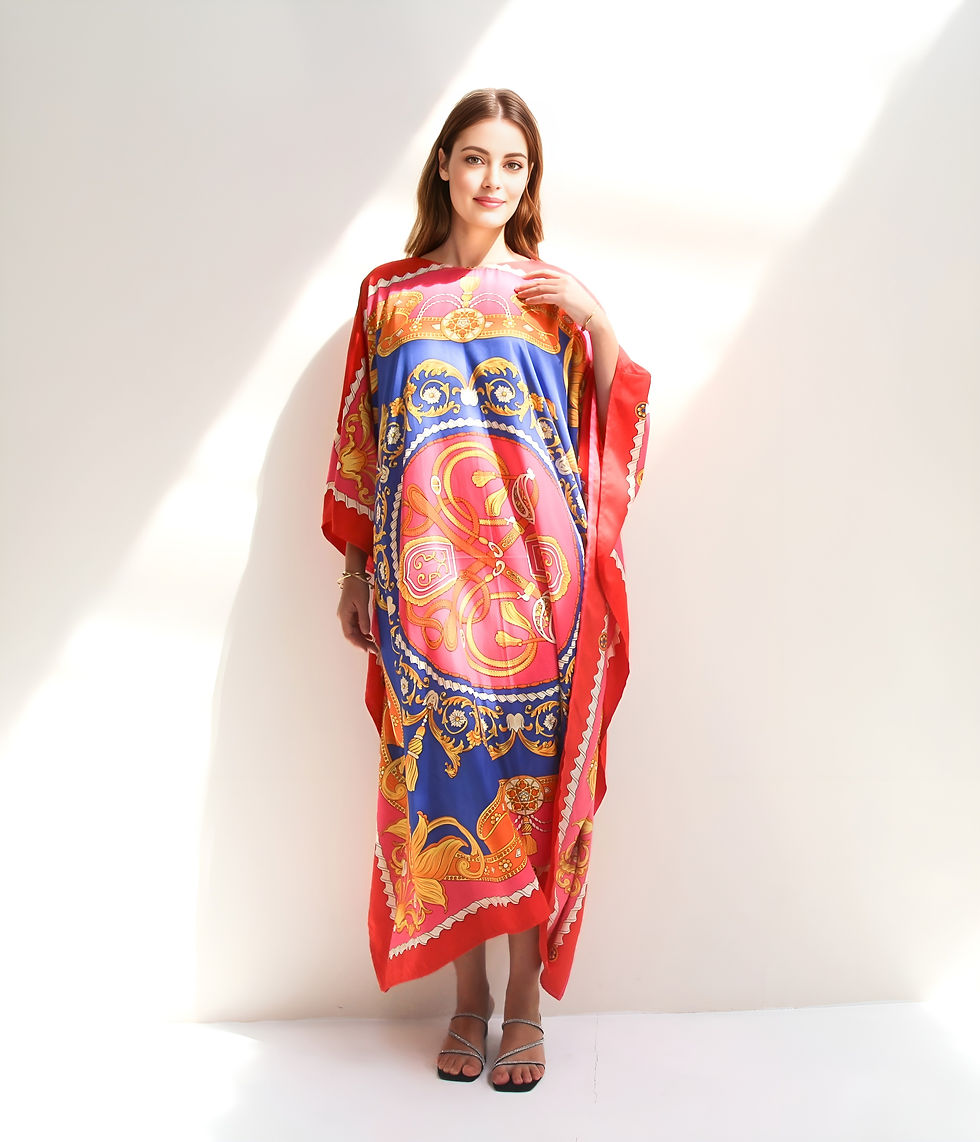 Thumbnail: Fancy kaftan silk dressing gown wedding maxi caftan- Gift for Christmas
