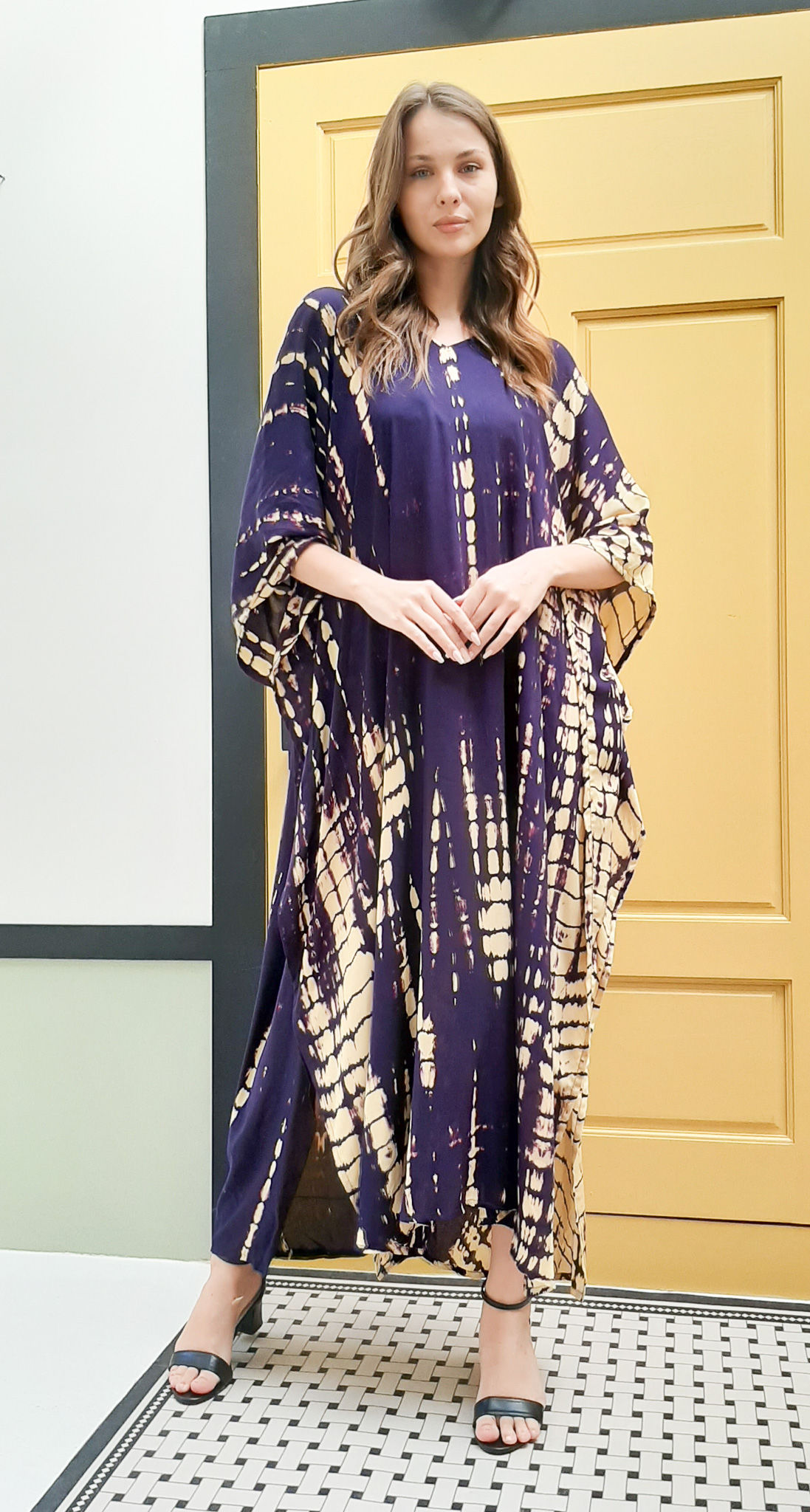 Tie Dye Purple kaftan cotton- summer beach wear caftan plus size
