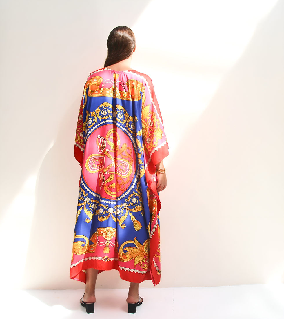 Thumbnail: Fancy kaftan silk dressing gown wedding maxi caftan- Gift for Christmas