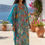 縮圖：Plus Size Kaftan Floral Print : Silk Dress Luxury, Resort Wear, Comfort Silk