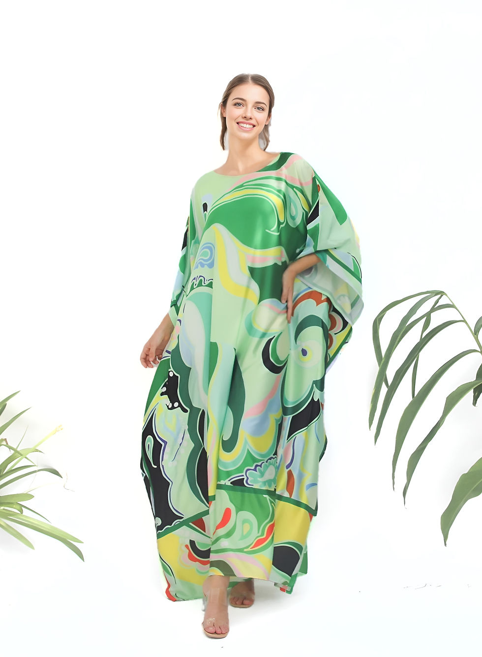 Miniature : Silk Kaftan Delivery- Emilio Pucci Kaftan Print Green Dress- Custom Size