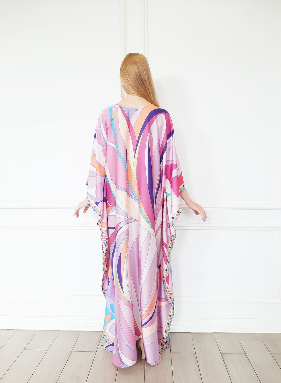 Thumbnail: Kaftan Dressing Gown Silk Dress : Custom Length, Pucci Kaftan Style, Pink Dress