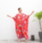 Miniatura: Red Silk Kaftan Maxi Dress, Beach Wear Kaftan, Floral Kaftan Full Length Gift