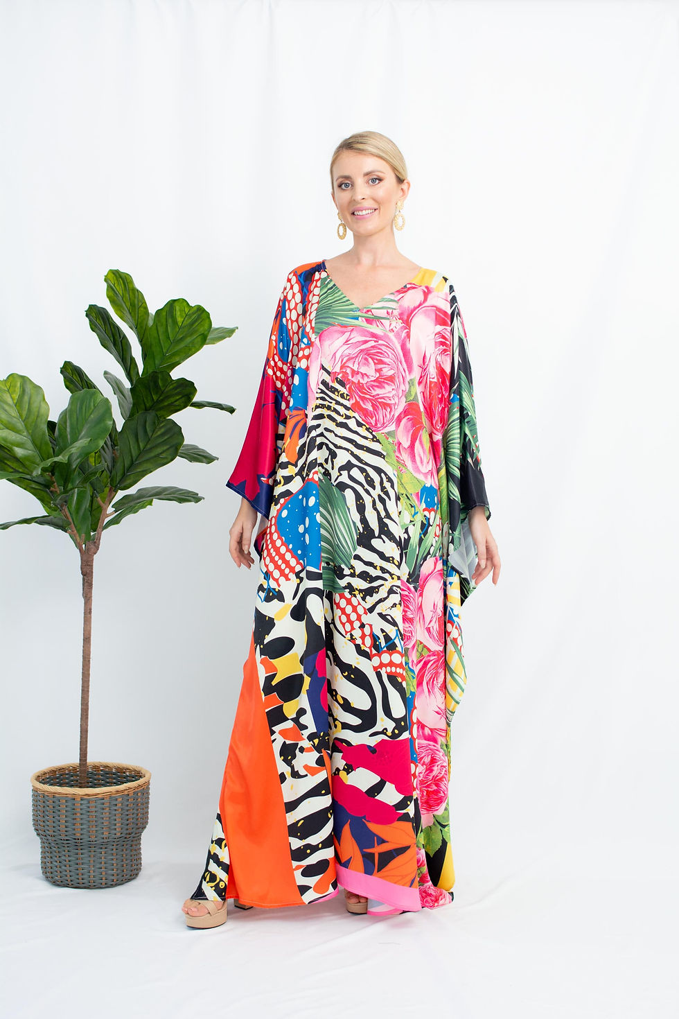 Miniature : Colorful Kaftan Maxi Dress, Full Length Kaftan Plus Size, Resort Wear Kaftan