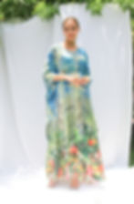 Miniature : Tropical Print Kaftan - Silk Kaftan Custom Length - Full Length Kaftan Silk Maxi