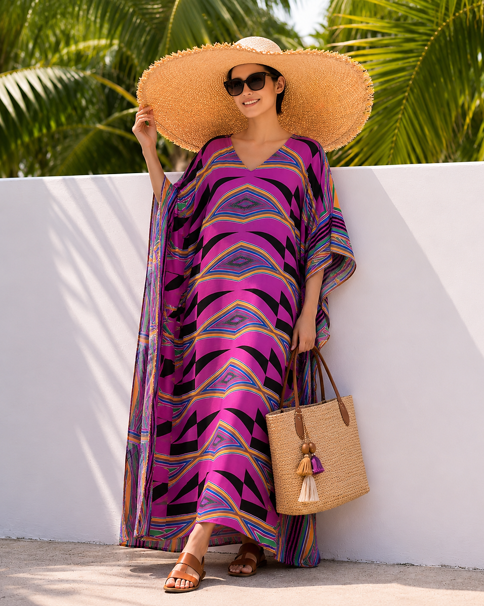 Miniatura: print kaftan cotton -summer beach wear caftan long