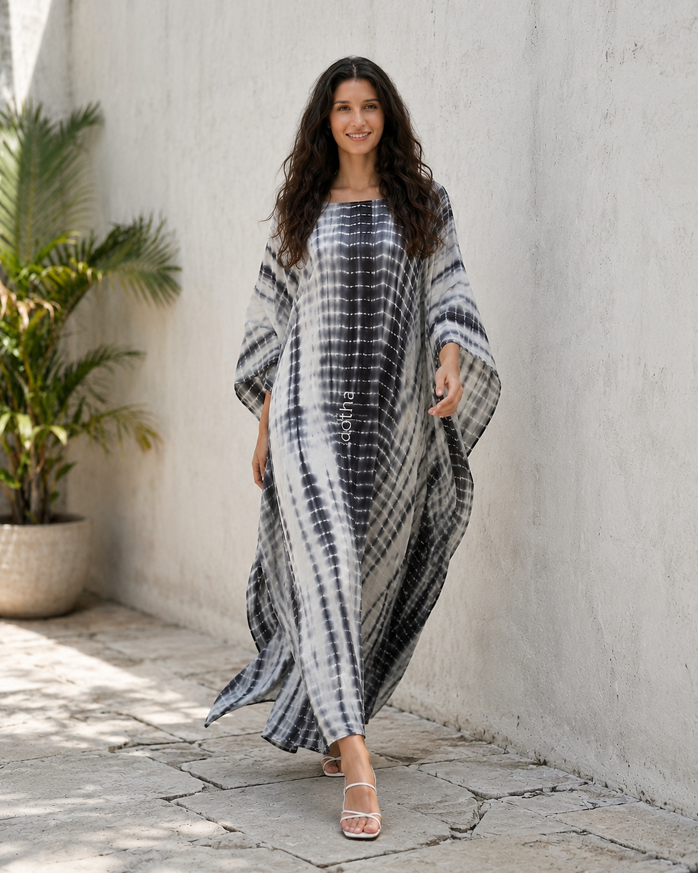 サムネイル： Tie Dye Dress- hand made kaftan cotton- summer beach wear caftan plus size