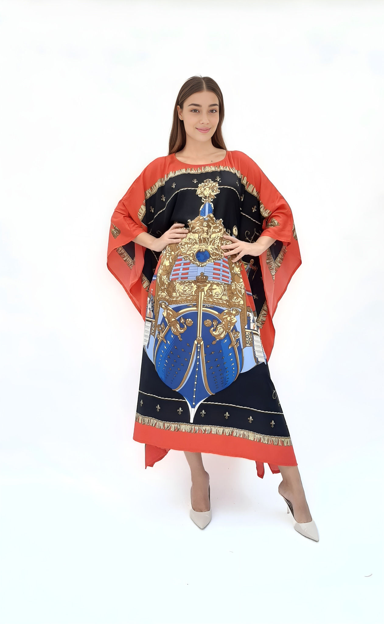Classic kaftan summer vacation, Twill silk kaftan delivery, resort wear caftan