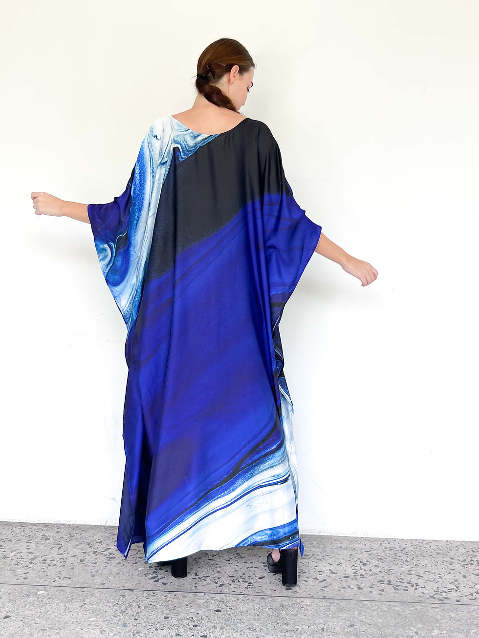 Miniature : Blue Kaftan Full Length- Silk Kaftan Beach Wear- Silk Kaftan Dressing Gown