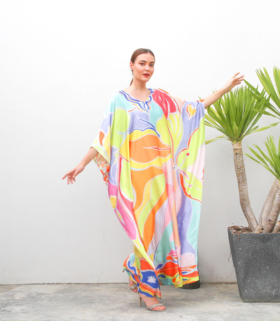 Thumbnail: Emillio Kaftan Style, Silk Kaftan Dressing Gown, Custom Length Kaftan Beach Wear