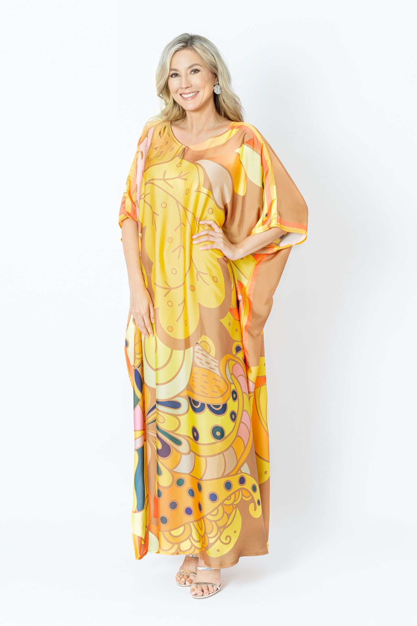 Yellow Kaftan Summer Kaftan Vaction, Funky Kaftan 1960, Pucci Kaftan Plus Size