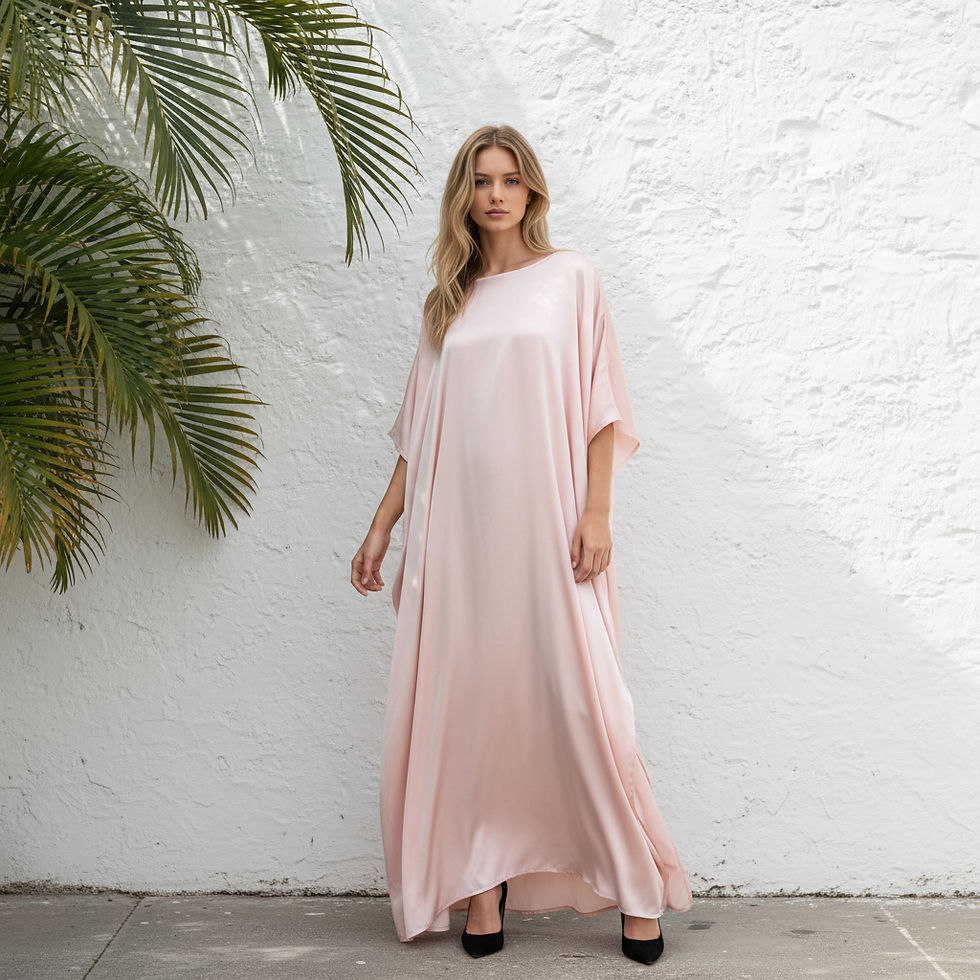 Thumbnail: Silk kaftan resort wear, summer pool cover up, silk lounge wear
