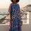 Miniaturbild: Blue Kaftan Garden & Tree Print Theme : Silk Twill, Custom Length Dress Gift