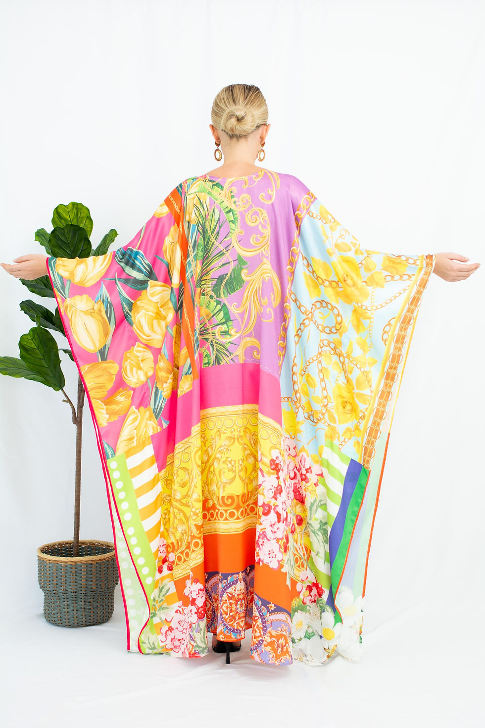 Miniatura: Pink Kaftan Vintage Silk Kaftan Plus Size, Beach Wear Kaftan Pool Cover Up