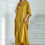 Miniature : Gold kaftan solid color - blend silk dress custom made- lounge wear