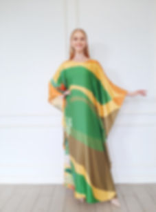 Green Kaftan Floral Dress - Moroccan Kaftan for Cruise Trip Gown