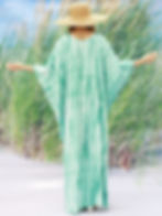 Miniatura: Green Kaftan Tie Dyed, Hand Made Kaftan Resort Wear, Summer Kaftan Museodesign