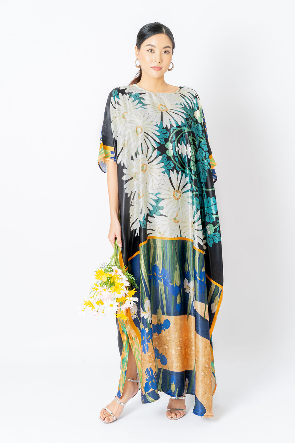 縮圖：Japanese Silk Kaftan Custom Length, Summer Kaftan Plus Size, Kaftan Vacation