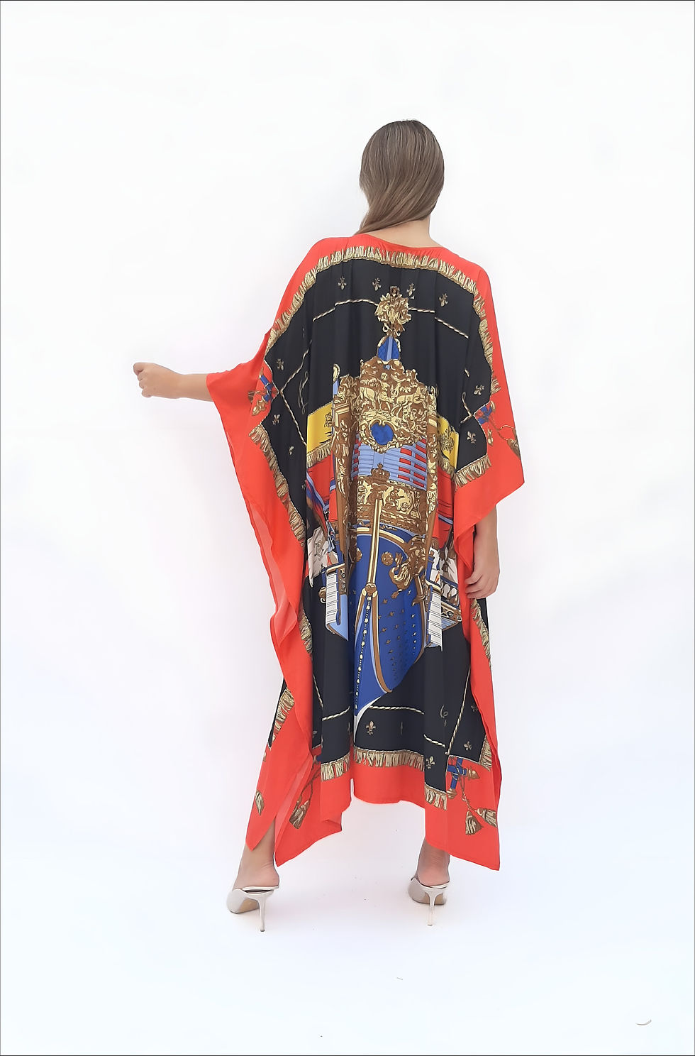 Miniature : Classic kaftan summer vacation, Twill silk kaftan delivery, resort wear caftan