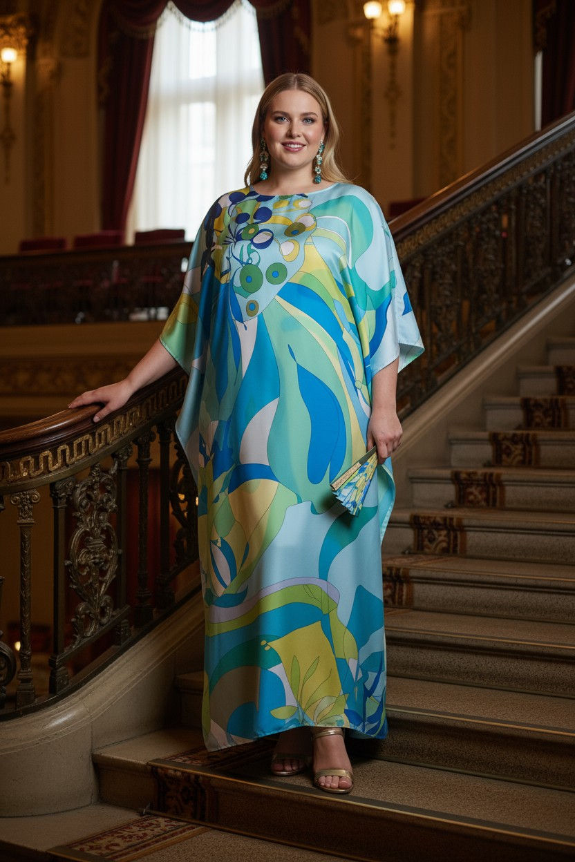 縮圖：Blue kaftan plus size - Wedding kaftan resort - one size fit all