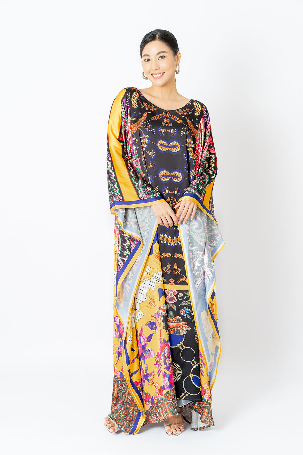Thumbnail: Vintage Kaftan Full Sleeves, Luxury Silk Kaftan Plus Size, Kaftan Beach Wear