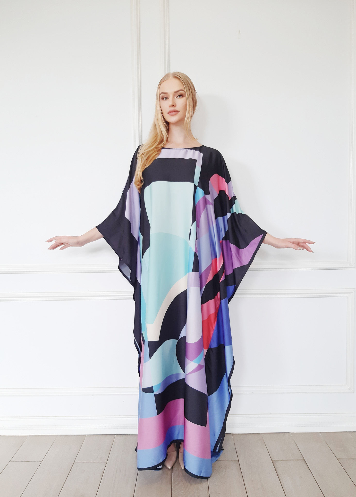 Classic Kaftan Resort Wear Cruise Trip Dubai : Blended Silk, Custom Length