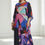 Miniaturbild: Abstract vivid kaftan one size fit all- blend silk -easy and comfort wear dress
