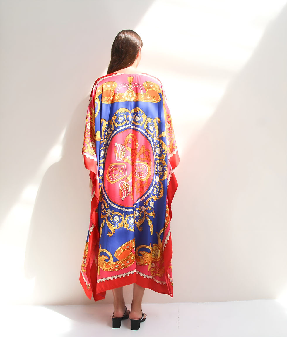Thumbnail: Fancy kaftan silk dressing gown wedding maxi caftan- Gift for Christmas