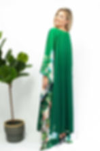 Miniature : Green Kaftan Plus Size, Kaftan Long Sleeves with Lotus Prints, Summer Kaftan