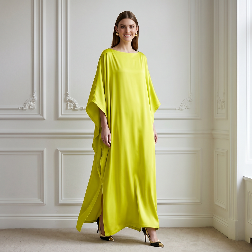 Miniature : Silk kaftan luxury dressing gown - kaftan young olive-  silk caftan summer209