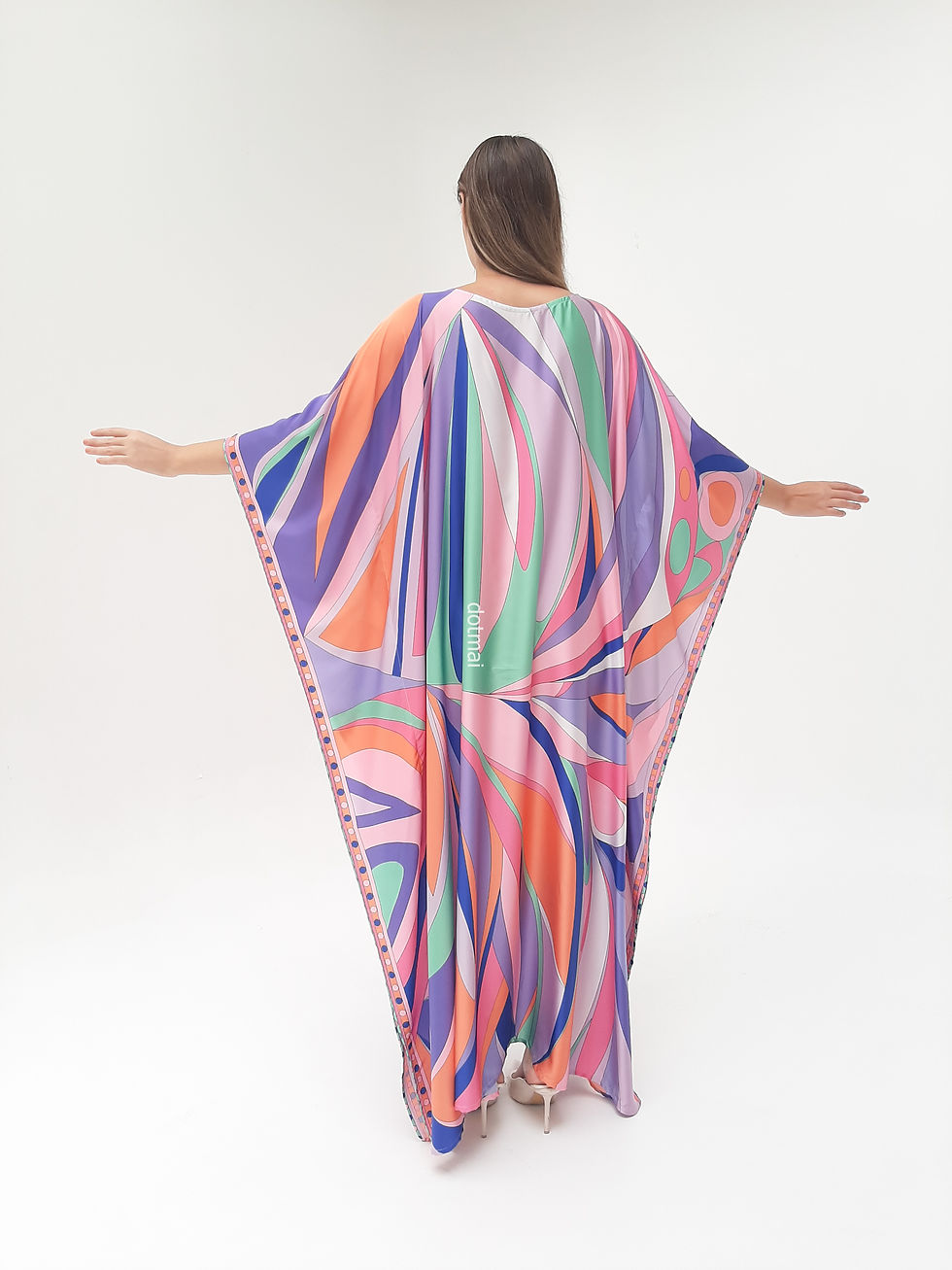 Thumbnail: Pink kaftan silk dress, Lucury Caftan Resort Wear
