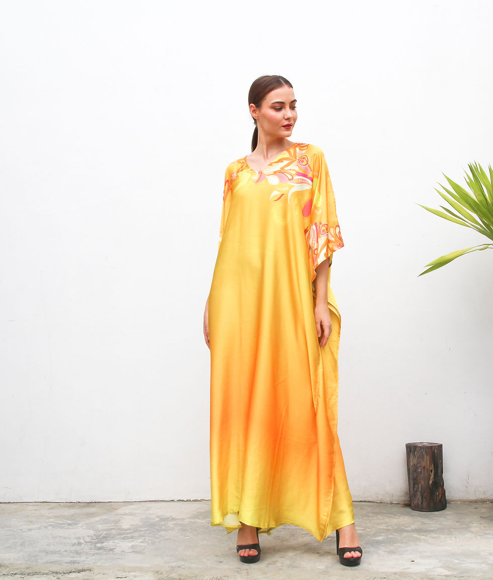 サムネイル： Gold Kaftan Silk Kaftan Full Length, Yellow Kaftan Beach Wear, Summer Kaftan