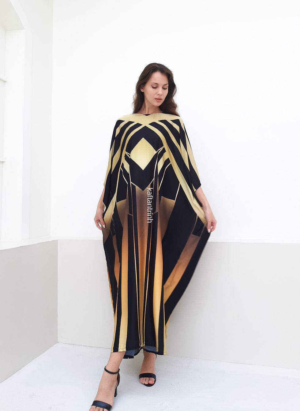 縮圖：Silk dress caftan full length- Beach caftan silk gown - One Size fit All