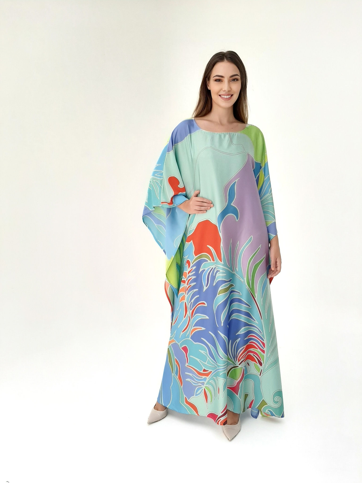 Silk kaftan full length custom made dress gift