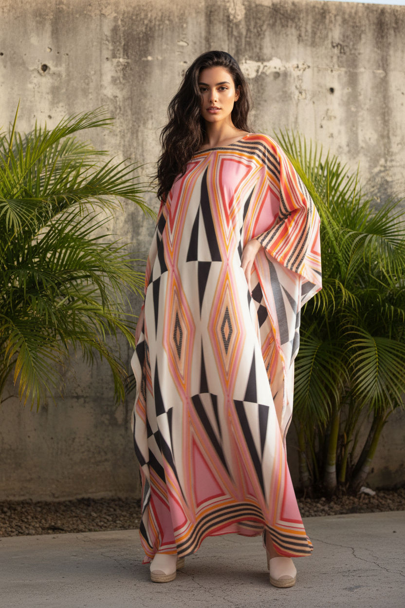 サムネイル： Rayon kaftan for beach dress, summer lounge wear simple wear