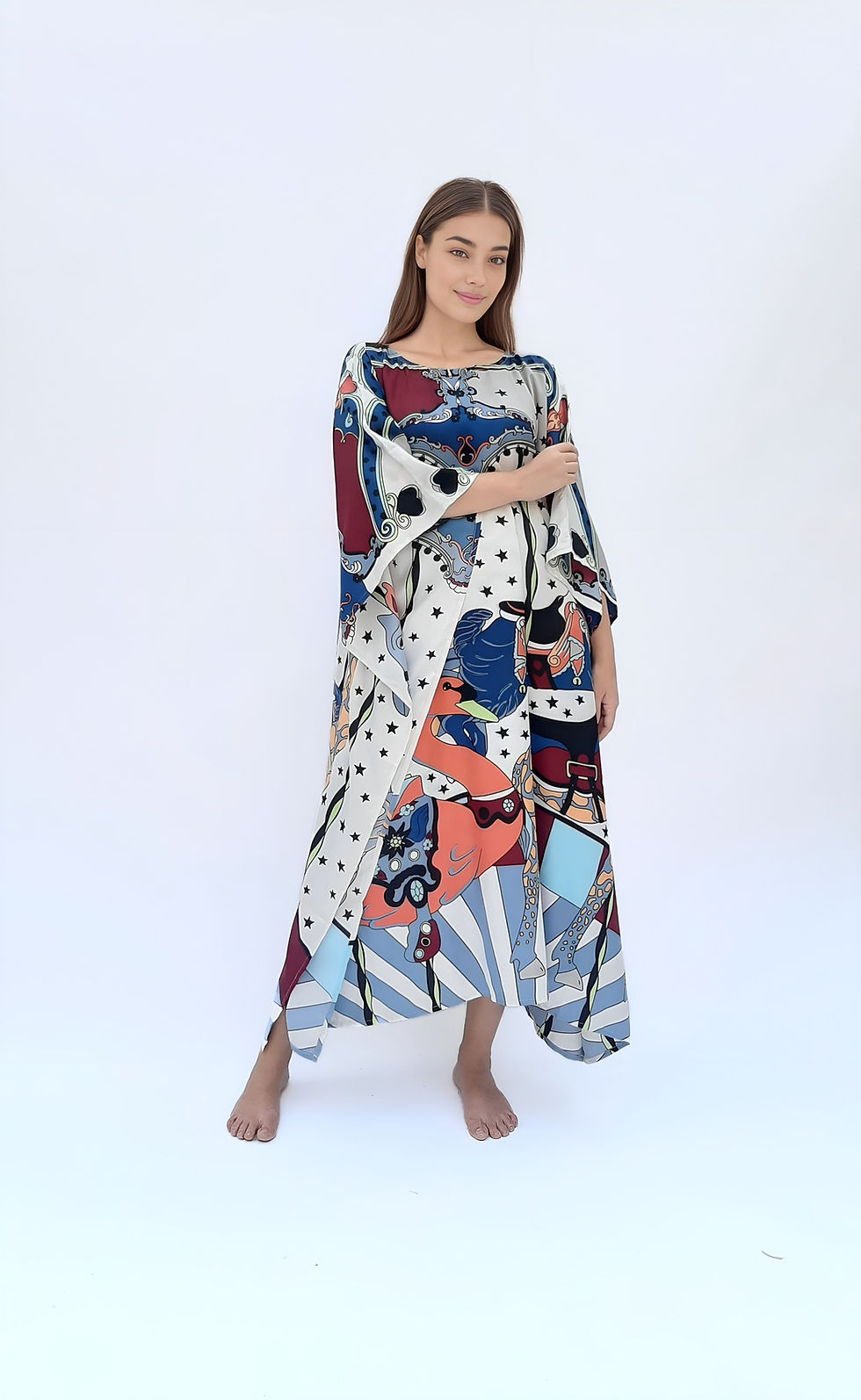 Miniature : Carousel kaftan twill silk, Kaftan delivery summer lounge wear resort caftan